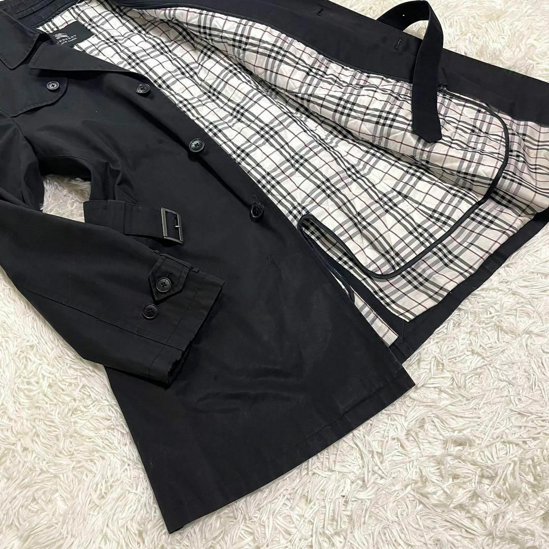 BURBERRY BLACK LABEL(バーバリーブラックレーベル)の【訳あり】バーバリーブラックレーベル　トレンチコート　ベルト　シングル　黒　L メンズのジャケット/アウター(トレンチコート)の商品写真