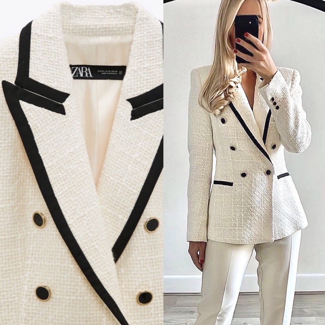 ZARA - 新品 ZARA コントラストパイピング テクスチャーブレザー ZARA - 新品 ZARA コントラストパイピング テクスチャーブレザー