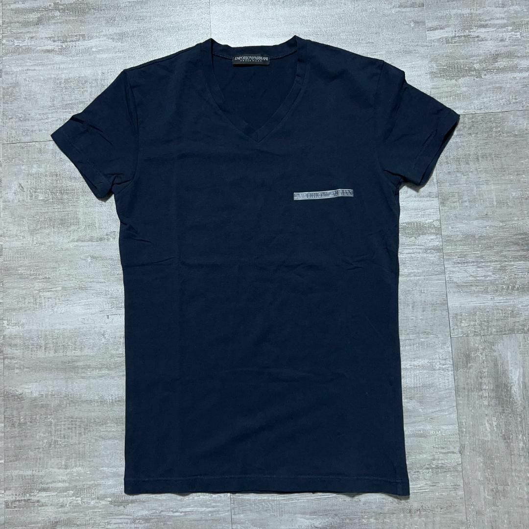 Emporio Armani(エンポリオアルマーニ)の美品 EMPORIO ARMANI エンポリオアルマーニ ロゴ ネイビー S メンズのトップス(Tシャツ/カットソー(半袖/袖なし))の商品写真