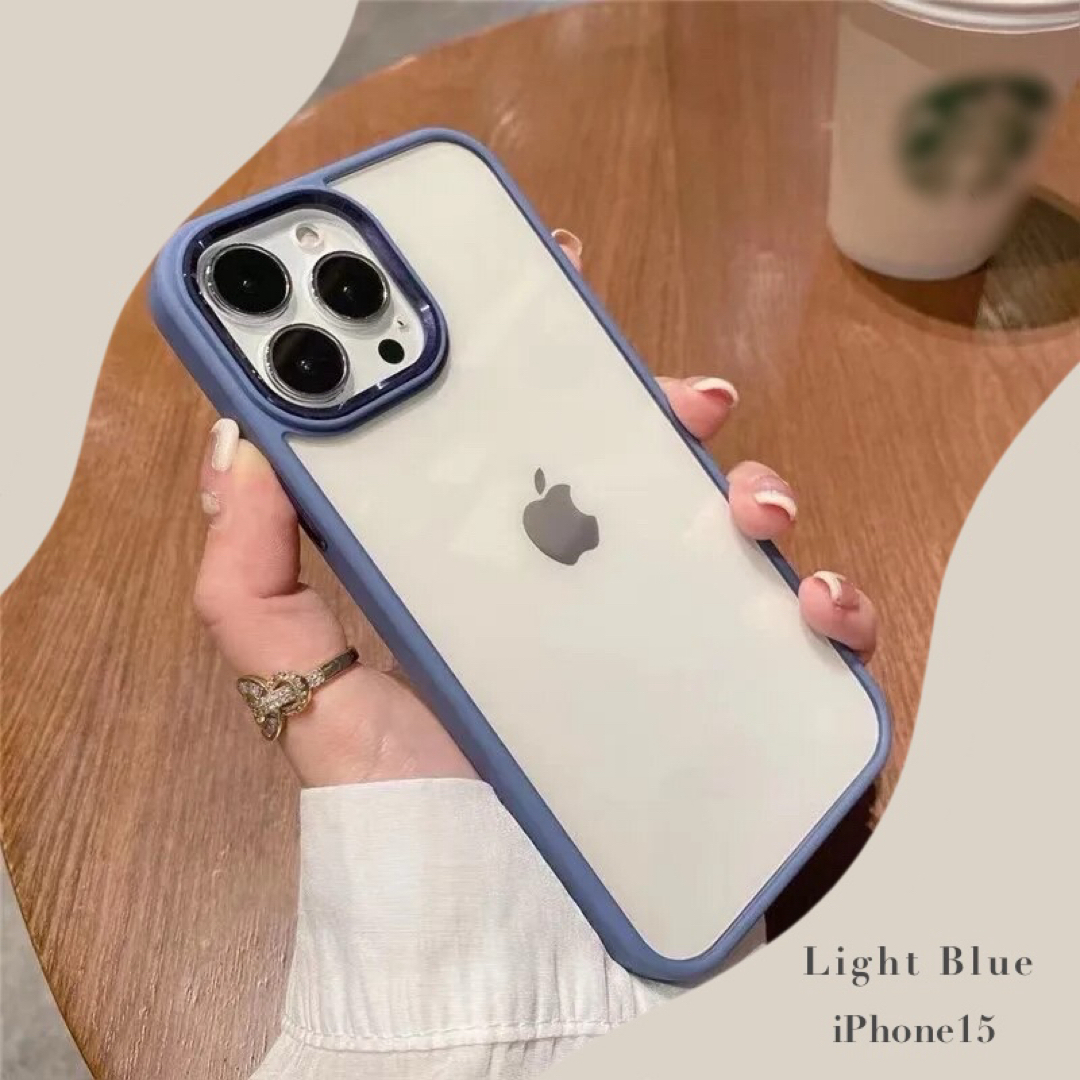 iPhone(アイフォーン)のiPhoneケース ライトブルー シンプル かわいい 韓国 15 スマホ/家電/カメラのスマホアクセサリー(iPhoneケース)の商品写真