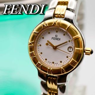 FENDI - 美品！FENDI ローマンベゼル デイト ゴールド レディース腕時計 652