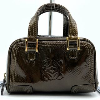 LOEWE - ロエベ ポーチ ミニバッグ バニティ 小物入れ アナグラム ブラウン エナメル レディース LOEWE【中古】