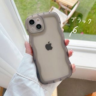 アイフォーン(iPhone)の【新商品】iPhoneケース うねうね ブラック かわいい おしゃれ 韓国13(iPhoneケース)