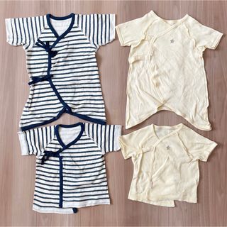 プティマイン(petit main)のベビー服 ベビー肌着 肌着 コンビ肌着 短肌着 4枚セット 出産準備 新生児(肌着/下着)