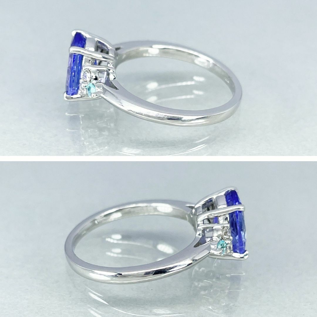 K18wg タンザナイト 1.40ct パライバ 0.04 ダイヤ 0.08ct レディースのアクセサリー(リング(指輪))の商品写真