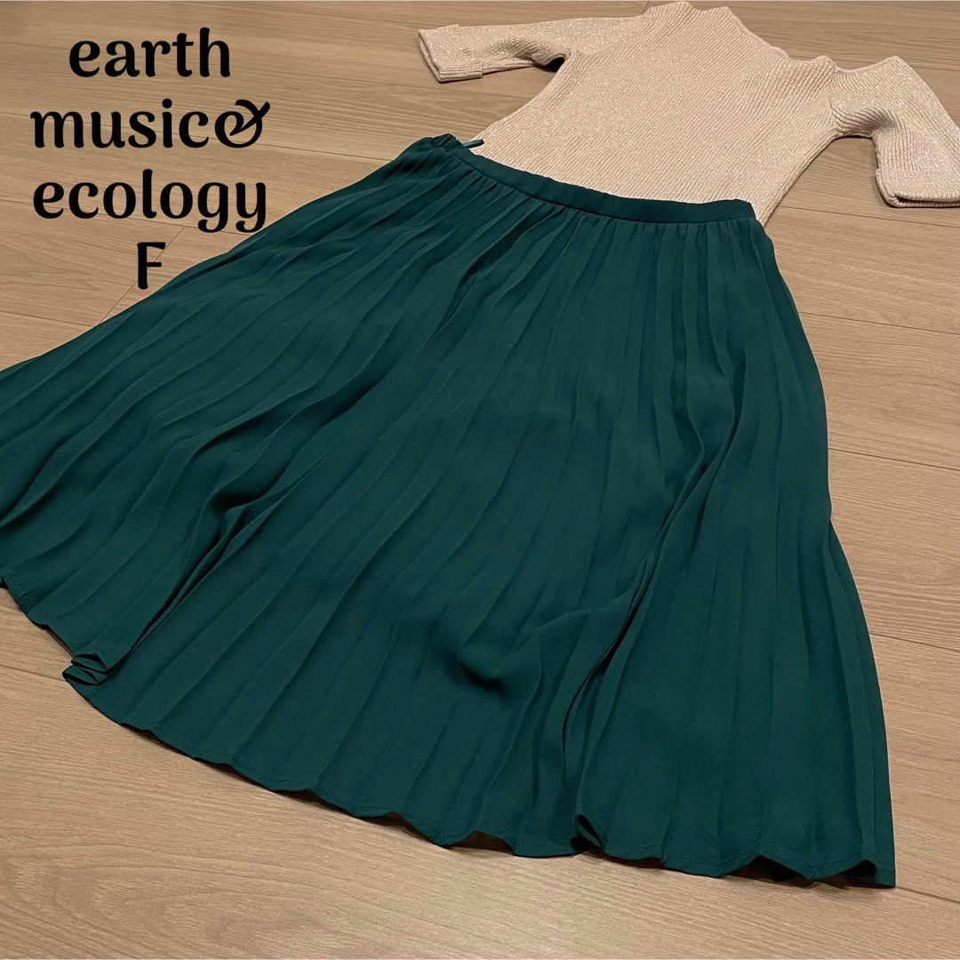 earth music & ecology(アースミュージックアンドエコロジー)の美品✨️ earth music&ecology プリーツフレアスカート 膝丈 レディースのスカート(ひざ丈スカート)の商品写真