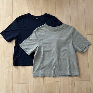 ユニクロ(UNIQLO)のUNIQLO クロップドクールネックT サイズS 2枚セット(Tシャツ(半袖/袖なし))