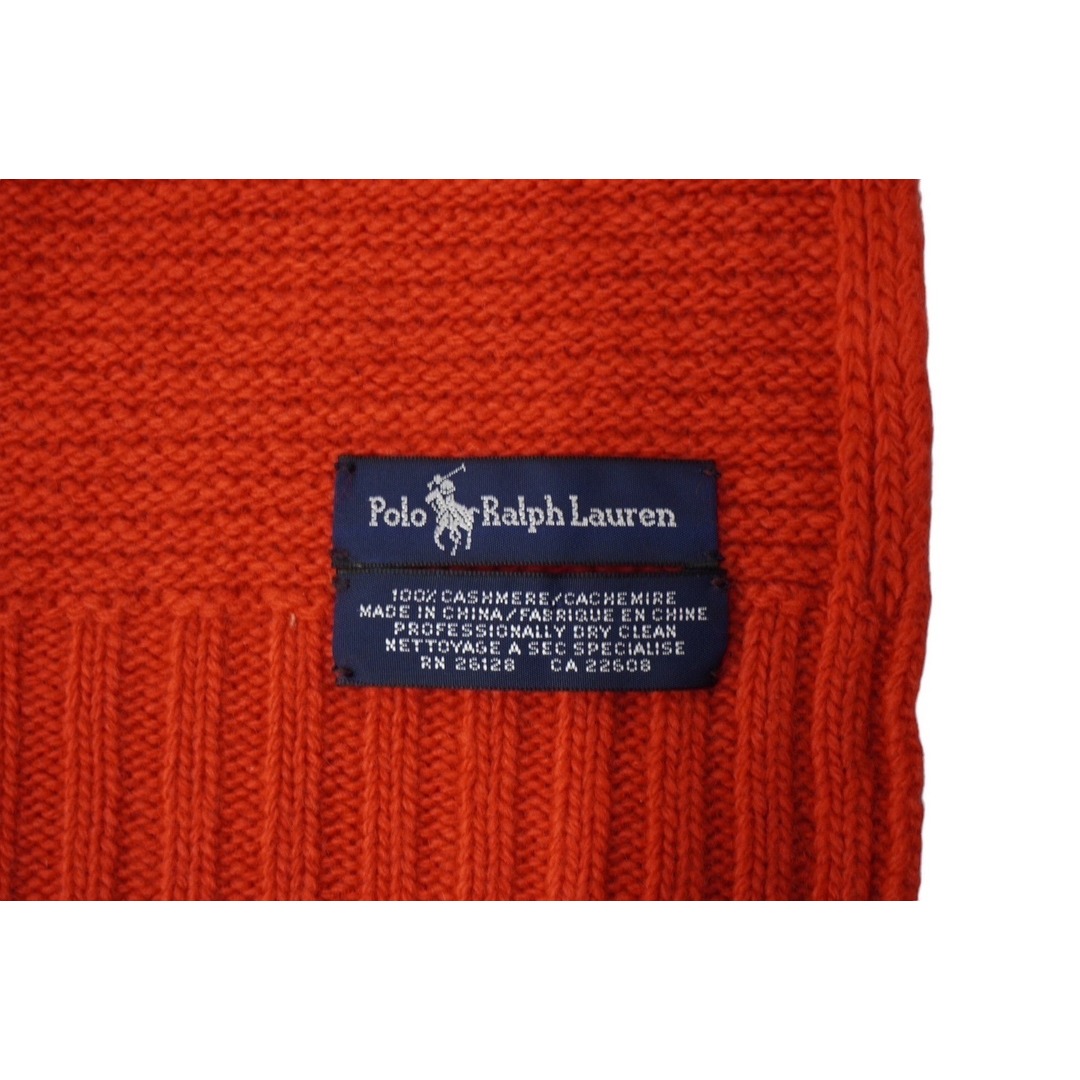 POLO RALPH LAUREN(ポロラルフローレン)のPOLO RALPH LAUREN ポロラルフローレン マフラー 無地 カシミヤ レッド 良品 中古 62076 レディースのファッション小物(マフラー/ショール)の商品写真