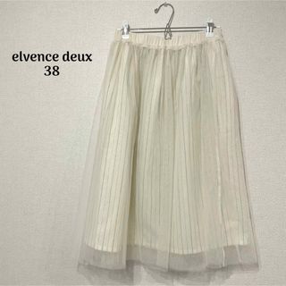 elvence deux チュールレースフレアスカート 膝丈 38(ひざ丈スカート)