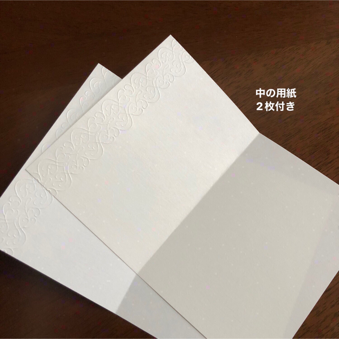 メッセージカードと封筒　花 ホワイト　カード ピンク ハンドメイドの文具/ステーショナリー(カード/レター/ラッピング)の商品写真