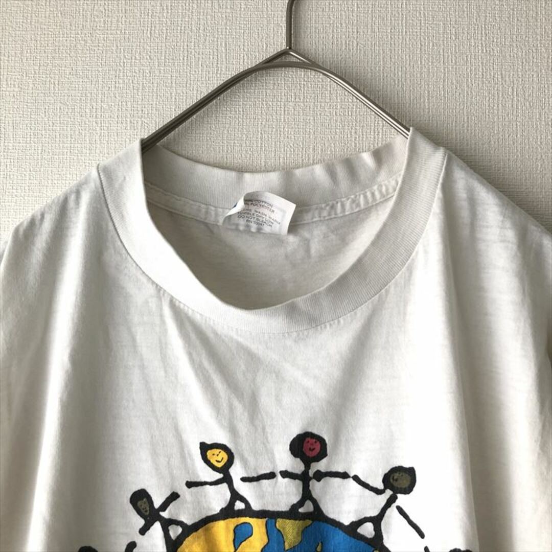 90s 古着 ノーブランド Tシャツ 白T 地球 ゆるダボ L メンズのトップス(Tシャツ/カットソー(半袖/袖なし))の商品写真