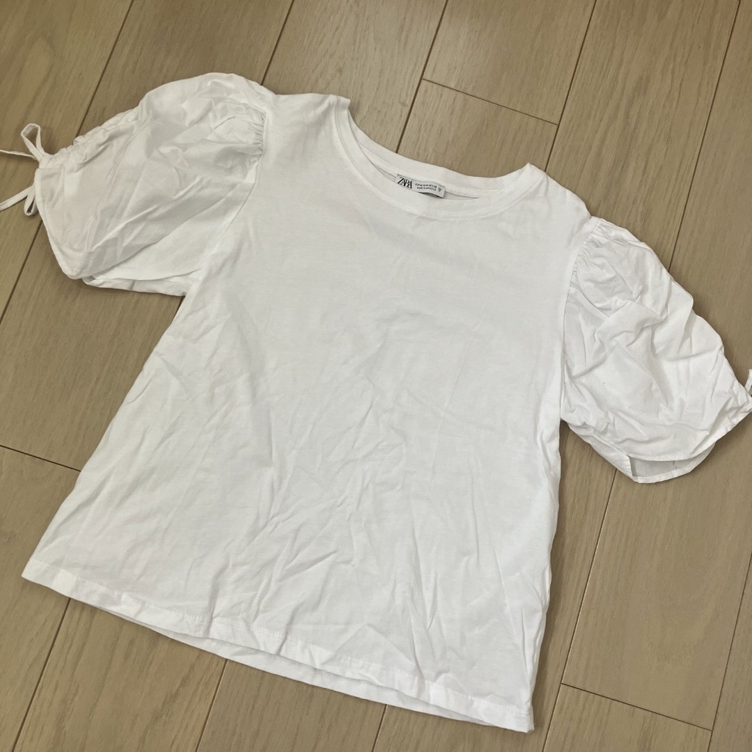 ZARA(ザラ)のZARA★パフスリーブトップス　ホワイト　ティシャツ メンズのトップス(Tシャツ/カットソー(半袖/袖なし))の商品写真