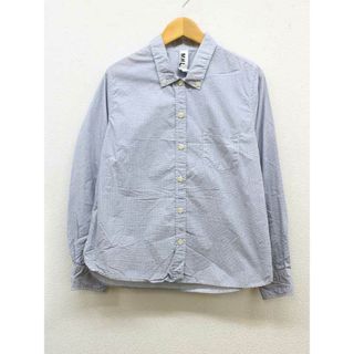 マーガレットハウエル(MARGARET HOWELL)の【春物 新入荷】‡MARGARET HOWELL/マーガレット・ハウエル‡チェック柄シャツ/長袖 ホワイト×ネイビー/白×紺 レディース 2【中古】 春秋  014042(シャツ/ブラウス(半袖/袖なし))