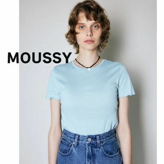 マウジー(moussy)のMOUSSY マウジー　カットソー Tシャツ　半袖 水色 ブルー　無地(Tシャツ(半袖/袖なし))