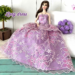 ポピーパーカー　バービー人形　服　刺繍ドレス　パープル×ピンク　花の刺繍(人形)