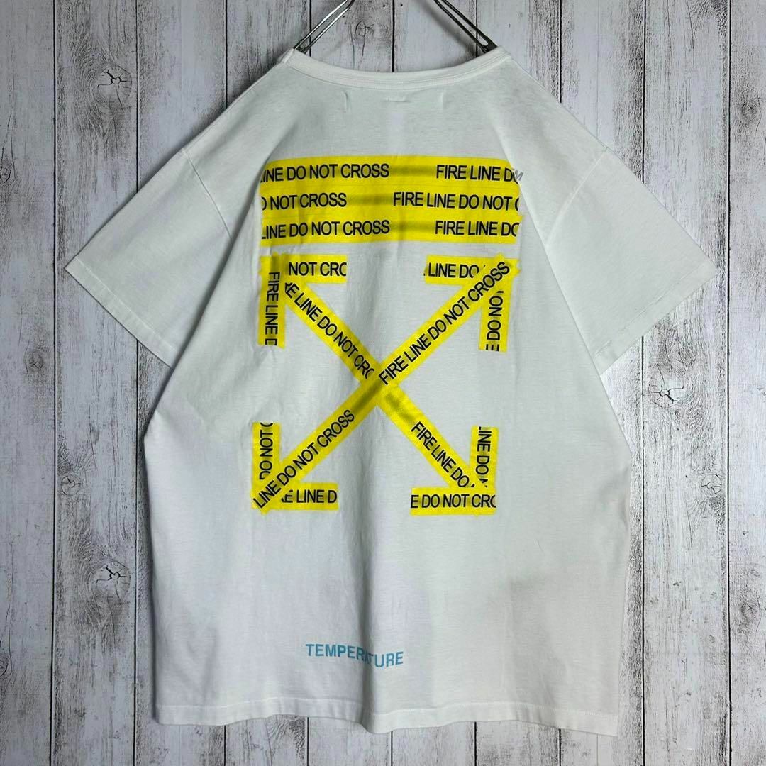 OFF-WHITE(オフホワイト)の【定番ホワイト】オフホワイト☆クロスアロー入りTシャツ テープロゴ 文字ロゴ メンズのトップス(Tシャツ/カットソー(半袖/袖なし))の商品写真