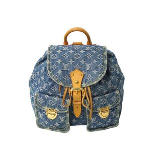 ルイヴィトン(LOUIS VUITTON)のLOUIS VUITTON ルイヴィトン サックアドGM リュック・バックパック M95056 モノグラムデニム ブルー ゴールド金具 美品 中古 62408(リュック/バックパック)