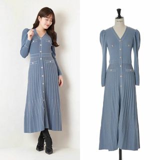 ハーリップトゥ(Her lip to)のハーリップトゥ Suite Room Knit Long Dress ブルー M(ロングワンピース/マキシワンピース)