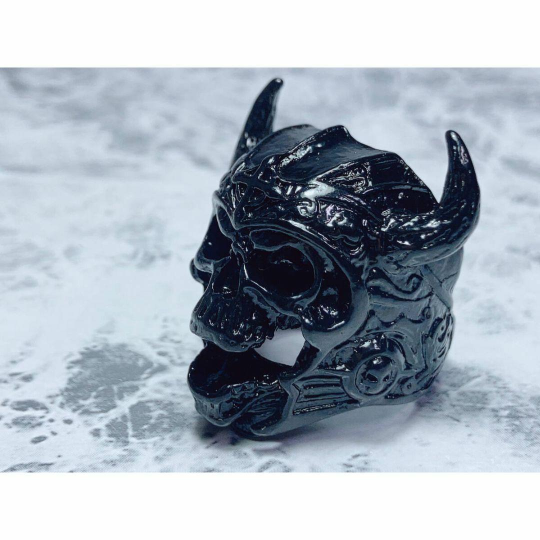 「スカル/髑髏　バイキング/ヴァイキング　指環 ブラック　22号」418 メンズのアクセサリー(リング(指輪))の商品写真