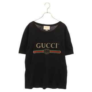 Gucci - GUCCI グッチ ロゴウォッシュド クルーネック半袖Tシャツ カットソー ブラック 440103-X3F05