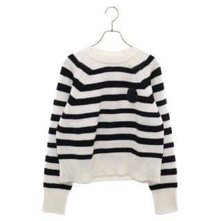 モンクレール(MONCLER)のMONCLER モンクレール 23AW GIROCOLLO TRICOT CREW NECK ロゴパッチクルーネック ニットセーター レディース ホワイト/ブラック I20939C00023(ニット/セーター)