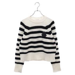 モンクレール(MONCLER)のMONCLER モンクレール 23AW GIROCOLLO TRICOT CREW NECK ロゴパッチクルーネック ニットセーター レディース ホワイト/ブラック I20939C00023(ニット/セーター)