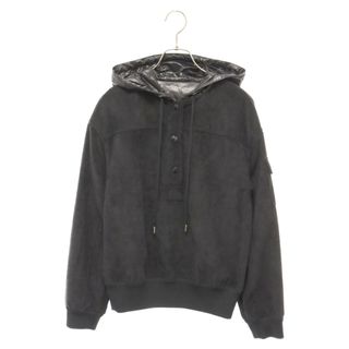 モンクレール(MONCLER)のMONCLER モンクレール 23AW CAMICIA SHIRTS フード付き アームロゴ ハーフボタン コーデュロイシャツブルゾン ブラック I20932F00008(ブルゾン)