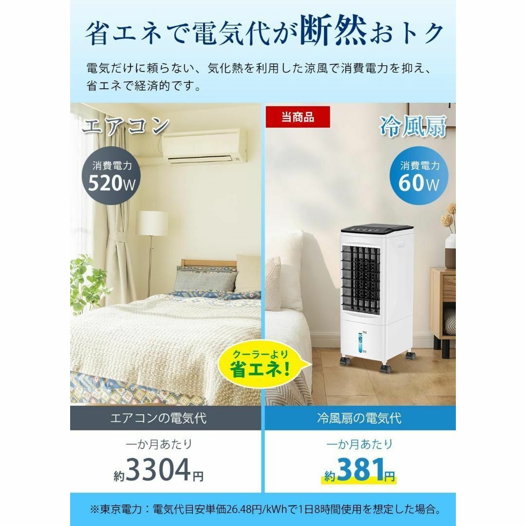 残り1点✨冷風機 冷風扇 扇風機 強力 スポットクーラー 6L大容量タンク スマホ/家電/カメラの冷暖房/空調(その他)の商品写真