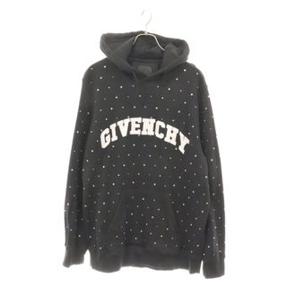 ジバンシィ(GIVENCHY)のGIVENCHY ジバンシィ Logo Strass Hoodie BMJ0HB3YEK ロゴストラスフーディー フロントロゴ ライトストーン プルオーバー パーカー ブラック(パーカー)