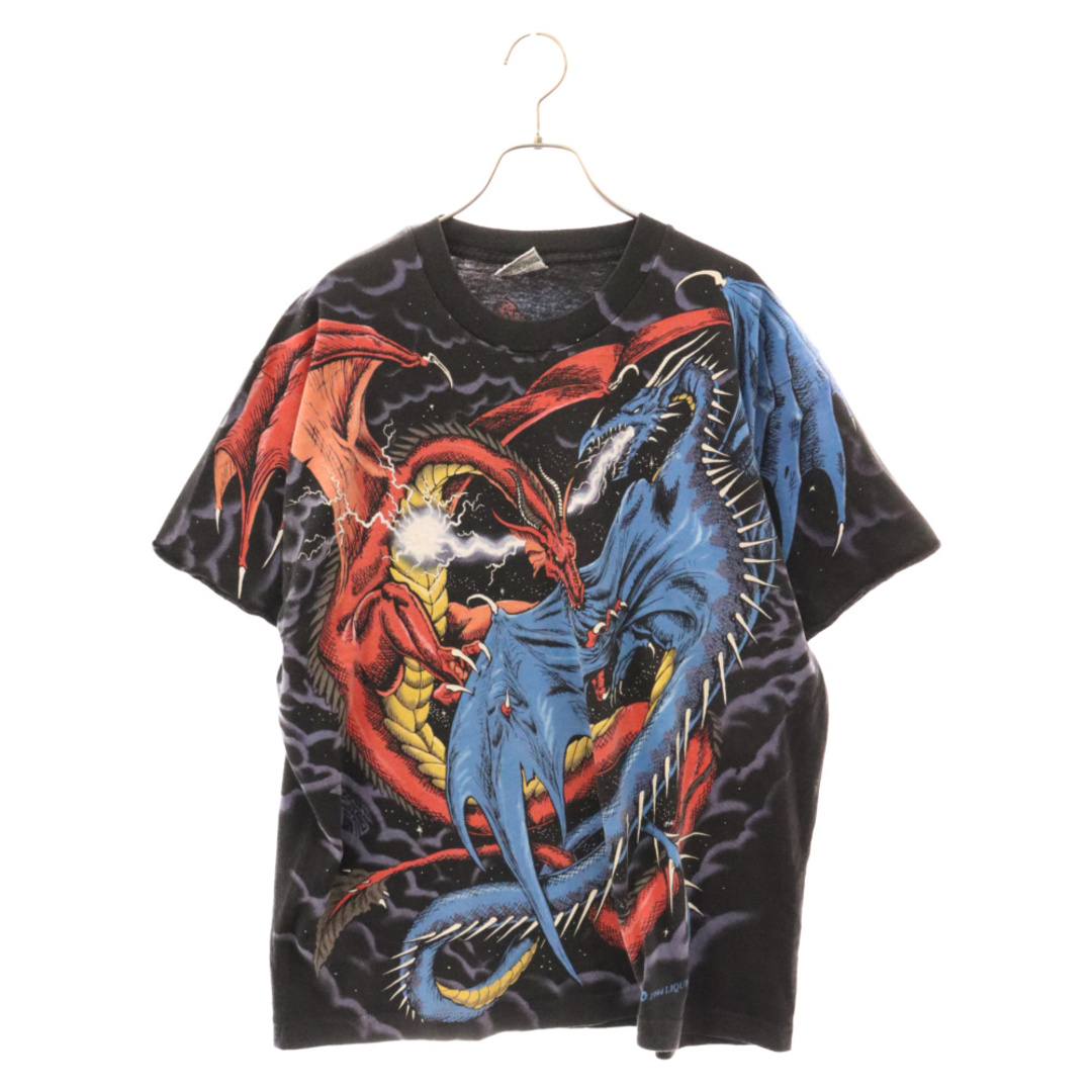 VINTAGE ヴィンテージ 90s LIQUID BLUE リキッドブルー ドラゴン 両面プリント クルーネック半袖Tシャツ ブラック メンズのトップス(Tシャツ/カットソー(半袖/袖なし))の商品写真