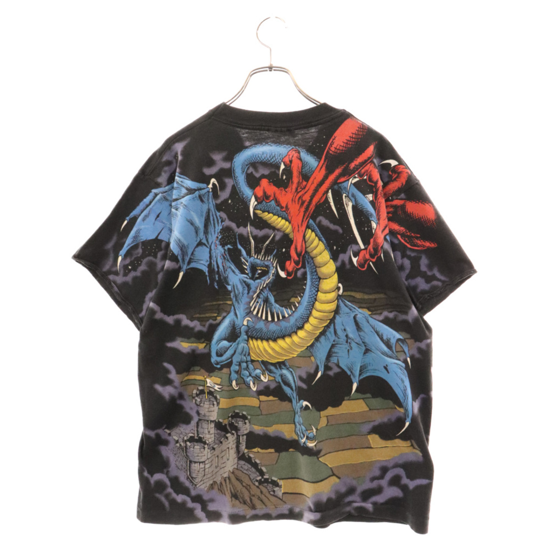 VINTAGE ヴィンテージ 90s LIQUID BLUE リキッドブルー ドラゴン 両面プリント クルーネック半袖Tシャツ ブラック メンズのトップス(Tシャツ/カットソー(半袖/袖なし))の商品写真