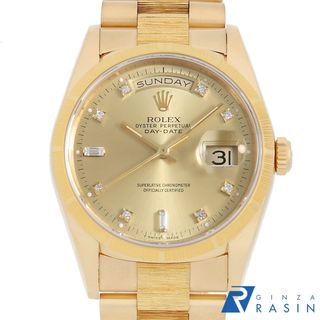 ロレックス(ROLEX)のロレックス デイデイト バーク 8Pダイヤ 2Pバケットダイヤ 18248A シャンパン N番 メンズ 中古 腕時計(腕時計(アナログ))