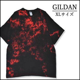 ギルタン(GILDAN)のメンズタイダイ染め半袖TシャツXL 古着屋　赤黒　ストリート系　モード　ブランド(Tシャツ/カットソー(半袖/袖なし))