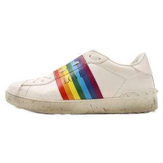 valentino garavani - VALENTINO GARAVANI ヴァレンチノガラヴァーニ PEACE RAINBOW STRIPE SNEAKERS ガラヴァーニ ピースレインボーストライプローカットスニーカー ホワイト