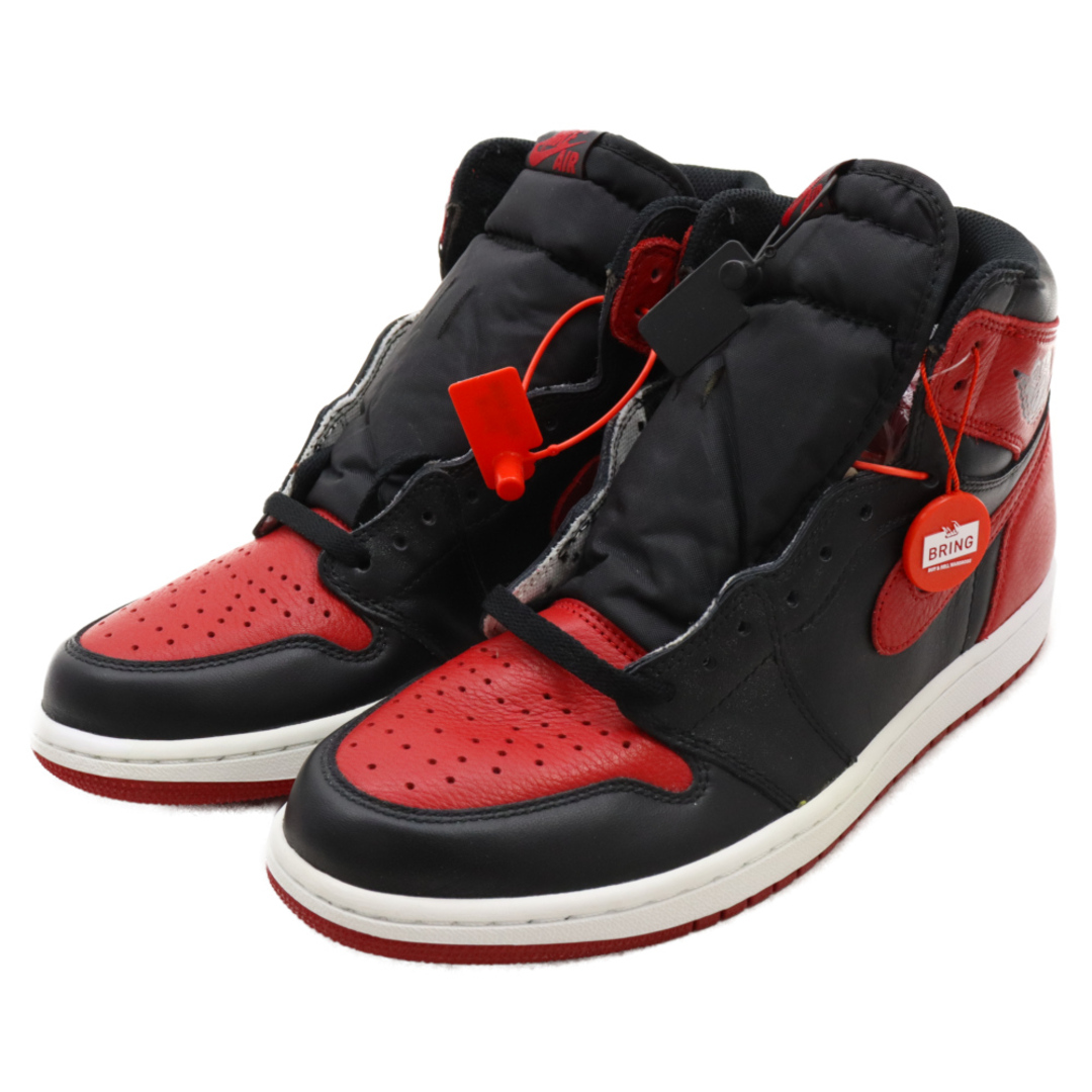 NIKE(ナイキ)のNIKE ナイキ 16年製 AIR JORDAN 1 RETRO HIGH OG BANNED BRED エアジョーダン1 レトロ バーンド ブレッド ハイカットスニーカー レッド/ブラック US9.5/27.5cm 555088-001 メンズの靴/シューズ(スニーカー)の商品写真