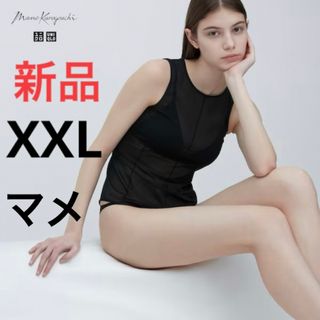 ユニクロ(UNIQLO)の新品　ユニクロ　マメ　コラボ　シアータンクトップ XXLサイズ　ブラック(タンクトップ)