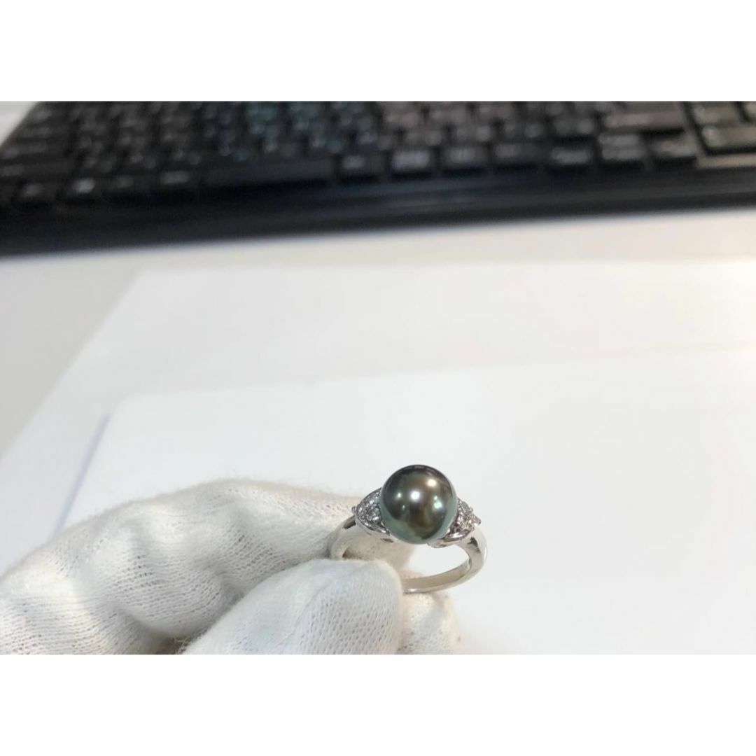 Pt900黒蝶真珠R9.0㎜-9.5㎜リング　11号 レディースのアクセサリー(リング(指輪))の商品写真