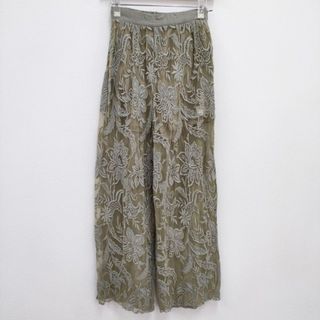 アメリヴィンテージ(Ameri VINTAGE)のAmeri VINTAGE 新品 EMBROIDERY TULLE PANTS 定価19250円 M 刺繍 イージー パンツ カーキ レディース アメリヴィンテージ【中古】4-0405M♪(カジュアルパンツ)