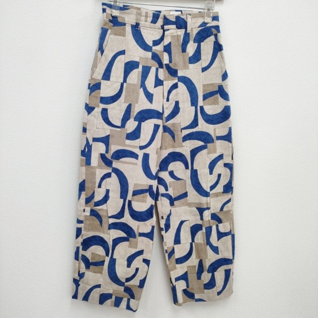 BEAUTY&YOUTH UNITED ARROWS(ビューティアンドユースユナイテッドアローズ)のROKU 6 BEAUTY&YOUTH COTTON KIKA PANTS 定価22000円 柄 パンツ ベージュ ブルー レディース ロクビューティアンドユース【中古】4-0405M♪ レディースのパンツ(カジュアルパンツ)の商品写真