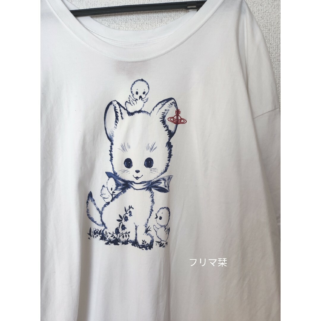 Vivienne Westwood(ヴィヴィアンウエストウッド)のヴィヴィアンウエストウッド キャットオーバーサイズラウンドヘムTシャツ 猫cat レディースのトップス(カットソー(半袖/袖なし))の商品写真