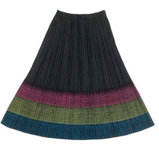 イッセイミヤケ(ISSEY MIYAKE)の♪♪ISSEY MIYAKE イッセイミヤケ PLEATS PLEASE 裾切り替え スカート SIZE 3 PP03-JG684 ブラック(ひざ丈スカート)