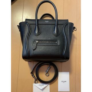 セリーヌ(celine)の美品：確実本物CELINE セリーヌ ラゲージナノ ブラック シルバー(ハンドバッグ)