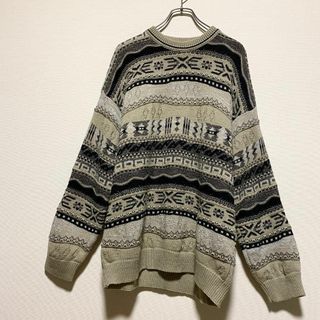 ヴィンテージ(VINTAGE)のアメリカ古着　90s ヴィンテージ 立体ニット　セーター　総柄　P753(ニット/セーター)