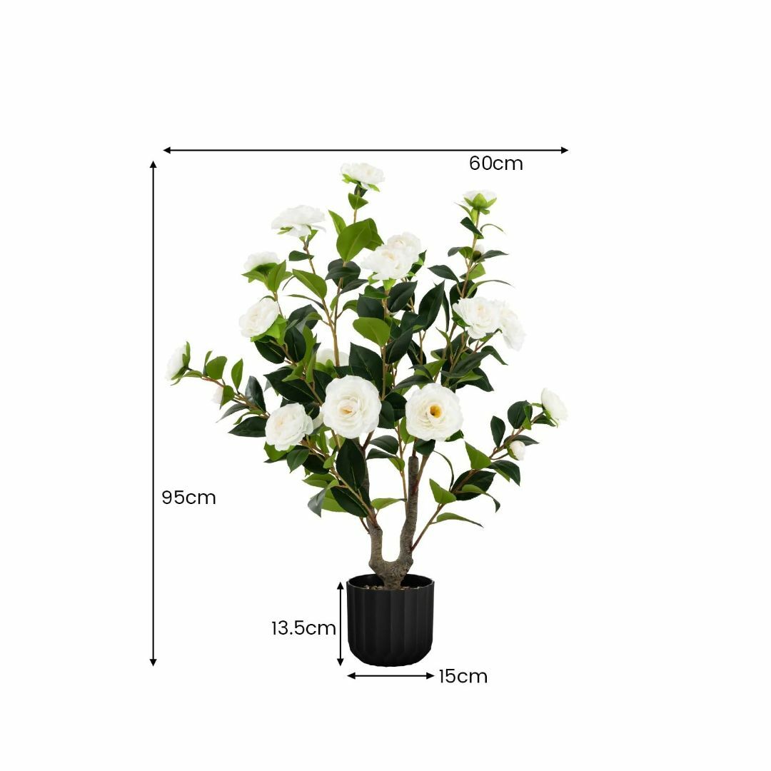 【色: ツバキ1本-ホワイト】TANGKULA 人工 観葉植物 95cm フェイ その他のその他(その他)の商品写真