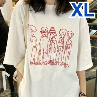 ★大人気★ プリント Tシャツ XL 半袖 トップス 韓国 カジュアル 古着 (Tシャツ(半袖/袖なし))