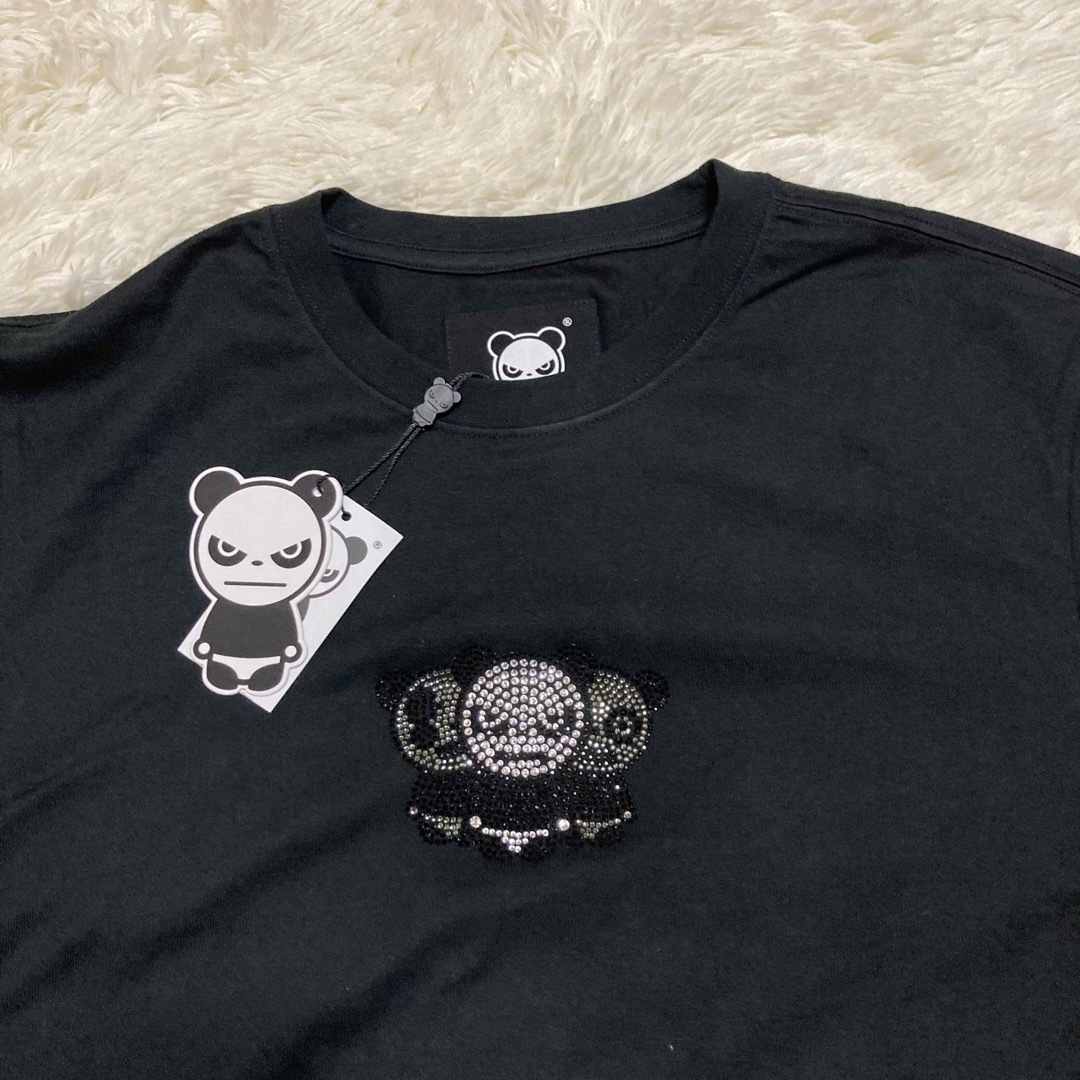 未使用　ハイパンダ　ラインストーン　ブラック　カットソー　M メンズのトップス(Tシャツ/カットソー(半袖/袖なし))の商品写真