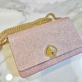 ケイトスペードニューヨーク(kate spade new york)のケイトスペードニューヨーク ニコラ グリッター ショルダー ローズゴールド ラメ(ショルダーバッグ)