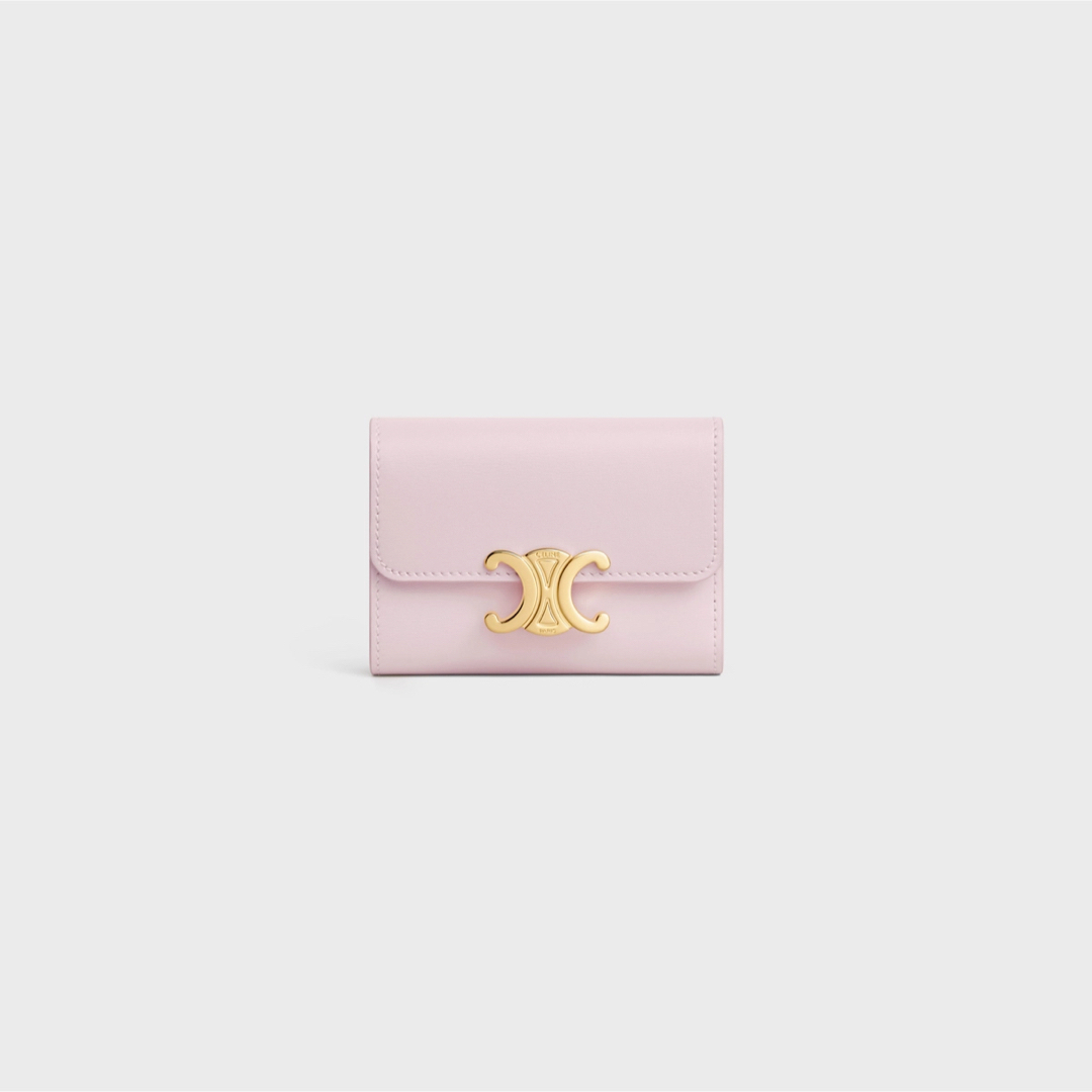 celine(セリーヌ)の新品 CELINE セリーヌ コンパクトウォレット トリオンフ ピンク ゴールド レディースのファッション小物(財布)の商品写真