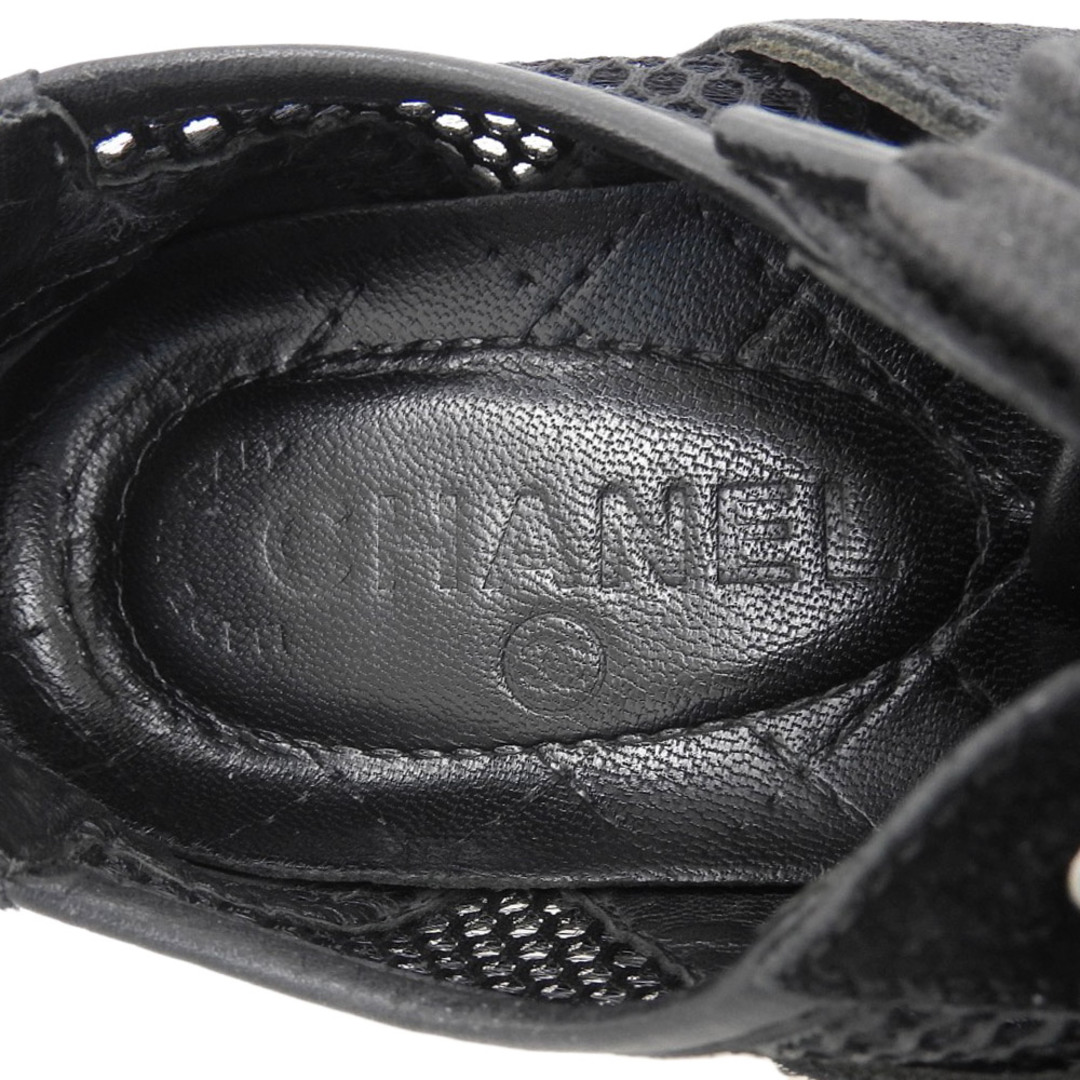 CHANEL(シャネル)の【本物保証】 シャネル CHANEL ロゴ ココマーク メッシュ スニーカー 靴 レザー スエード ブラック 黒 35 レディース レディースの靴/シューズ(スニーカー)の商品写真