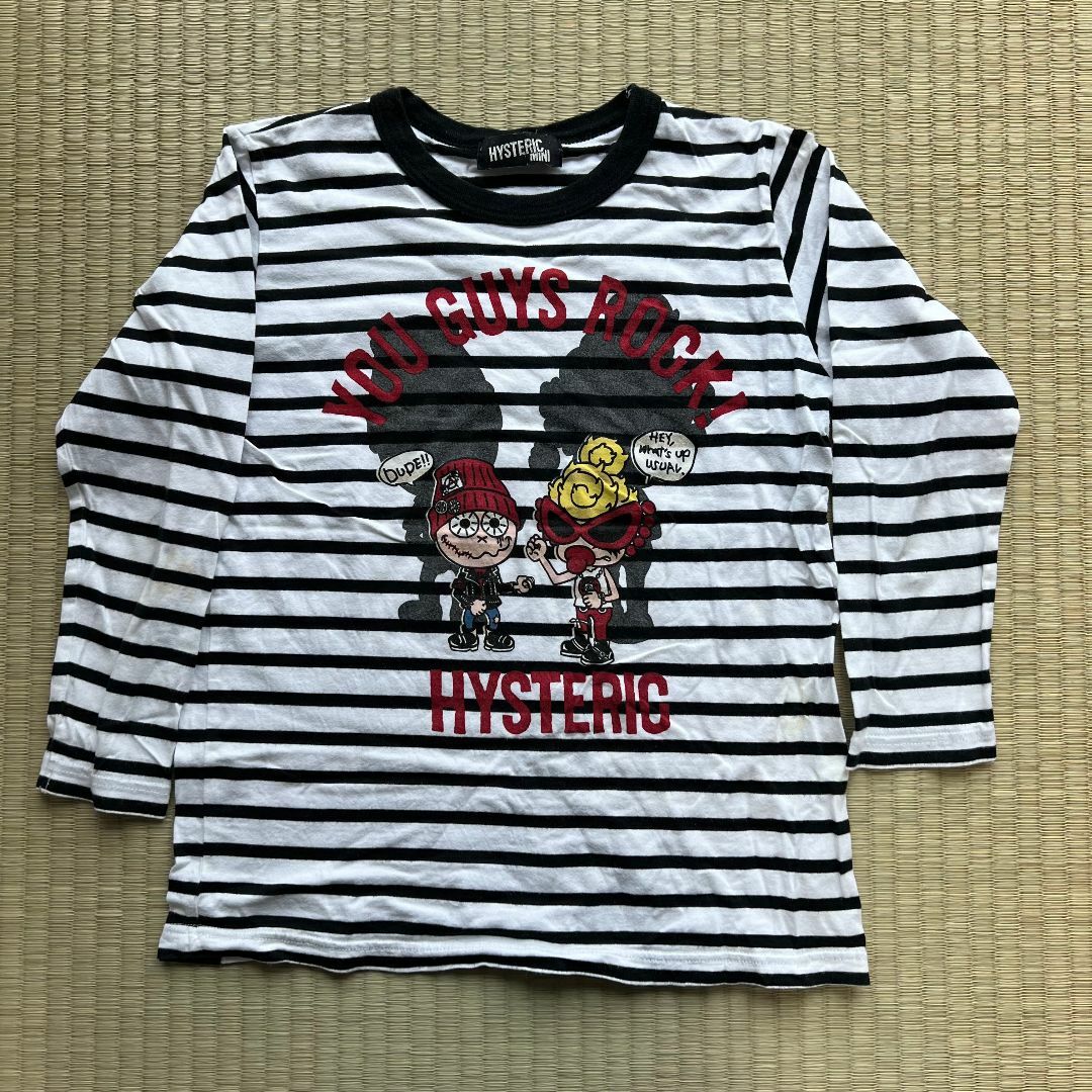 HYSTERIC MINI(ヒステリックミニ)のHysteric Mini キッズ 長袖Tシャツ 黒&白 ストライプ 130cm キッズ/ベビー/マタニティのキッズ服男の子用(90cm~)(Tシャツ/カットソー)の商品写真